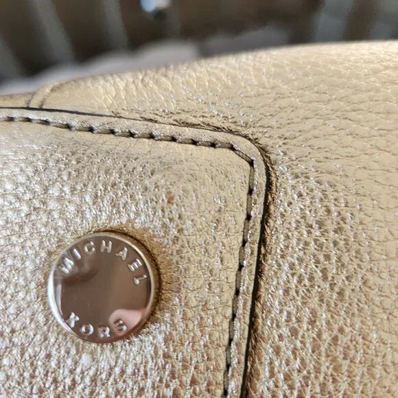 Michael Kors Gold Satchel Bowling Bag style w crossbody strap - Picture 14 of 16